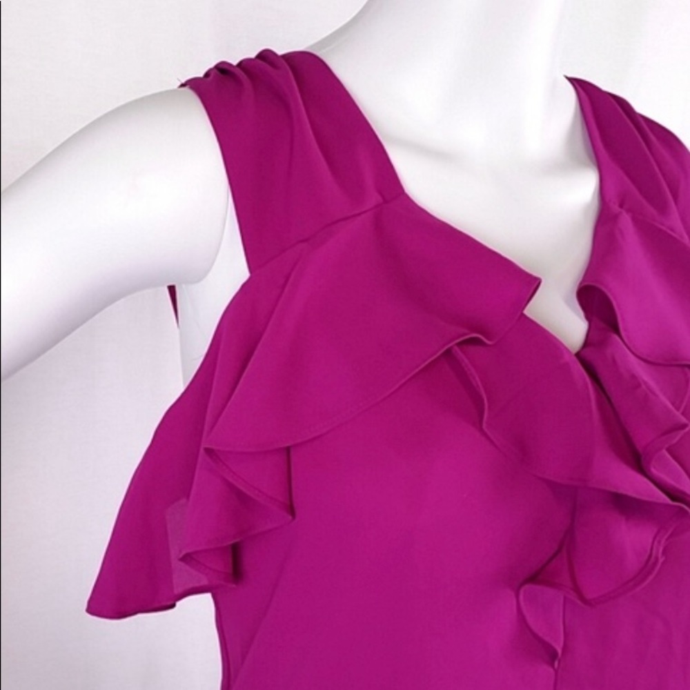 Express V Neck Ruffle Top Magenta M - Picture 5 of 10